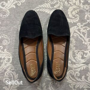Franco Sarto Women's Jasmine Black Suede Loafers Size 9.5 Standard Slip-On Flats